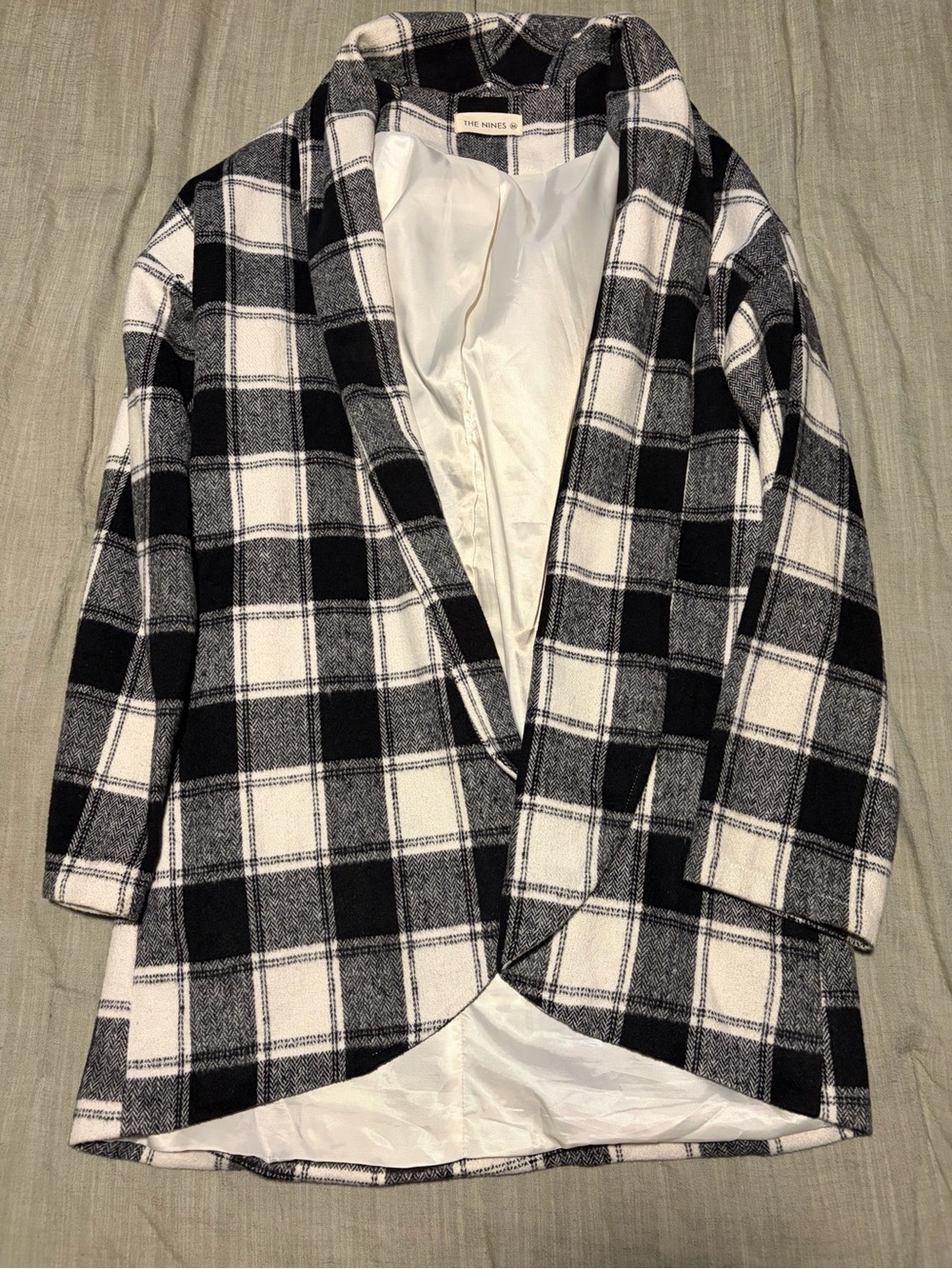 The Nine Black & White Plaid Open Blazer